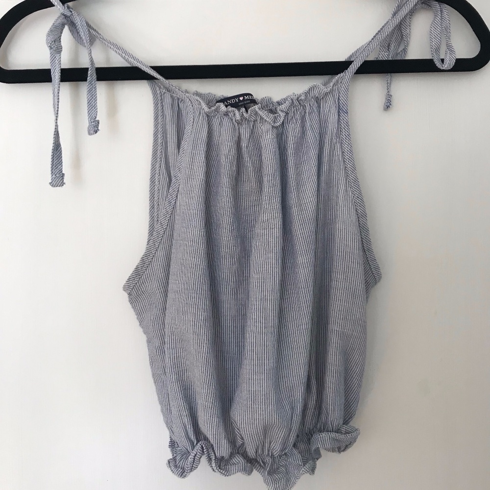 Brandy Melville Blue & White Stripped Crop Top